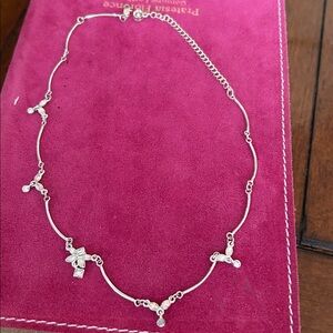 Givenchy Silver and White Floral Necklace.